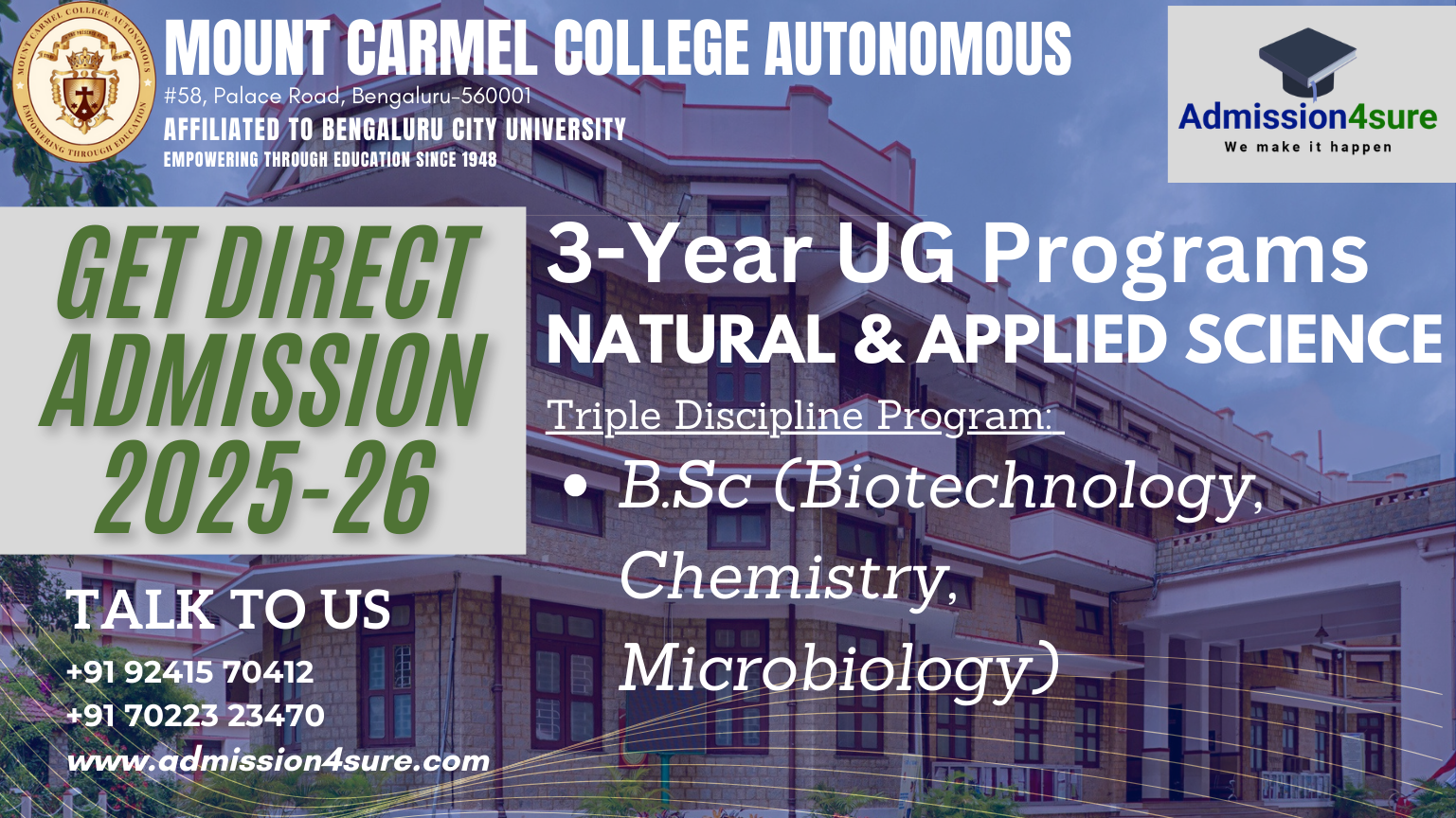 direct admission in b.sc program at mount carmel college, bangalore ...