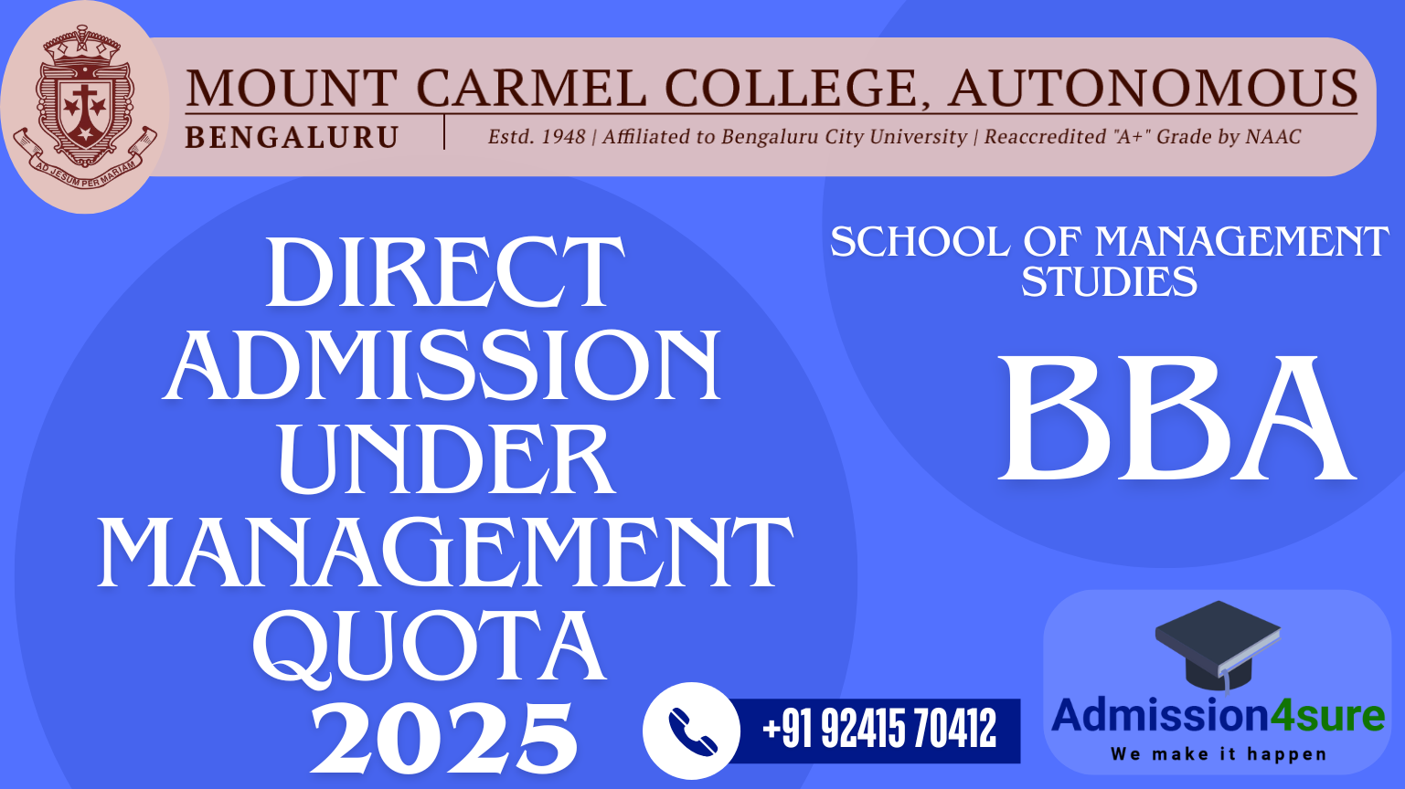 direct admission in Mount Carmel College Autonomous UG Program 2025 ...